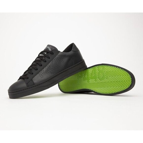 P448 "jack" all black sneakers mens Missized* 41 & 42 leather - Picture 1 of 10